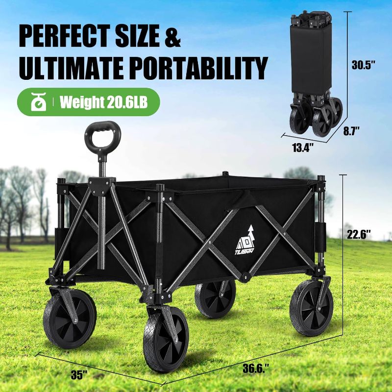 Photo 1 of ****SIMILAR****Collapsible Foldable Wagon with 200lbs Weight and 300L Large Capacity,Heavy Duty Folding Wagon Carts with All Terrain Wheels,Utility Beach Wagon for Outdoor Garden,Camping Shopping Sports,Black