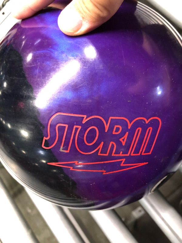 Photo 5 of ****USED**CLEANING PAD NO INCLUDED*** Storm Phaze II Bowling Ball Red/Blue/Purple 15 lb + Bowling Ball 