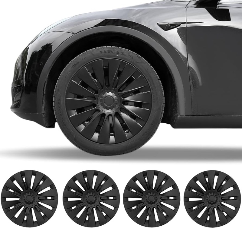 Photo 1 of ***USED** Model Y Hubcaps 19" Wheel Covers Replacement Wheel Caps Matte Black Compatible with Tesla Model Y Accessories 2021-2024 (14-Spokes 4 Pack)