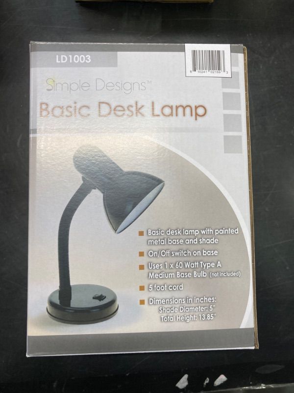 Photo 3 of "NEW"
Simple Designs LD1003-WHT Basic Metal Desk Lamp with Flexible Hose Neck for Office, Living Room, Bedroom, College Dorm, Bookshelf, White (Pack of 2) White Single Pack No Bulb