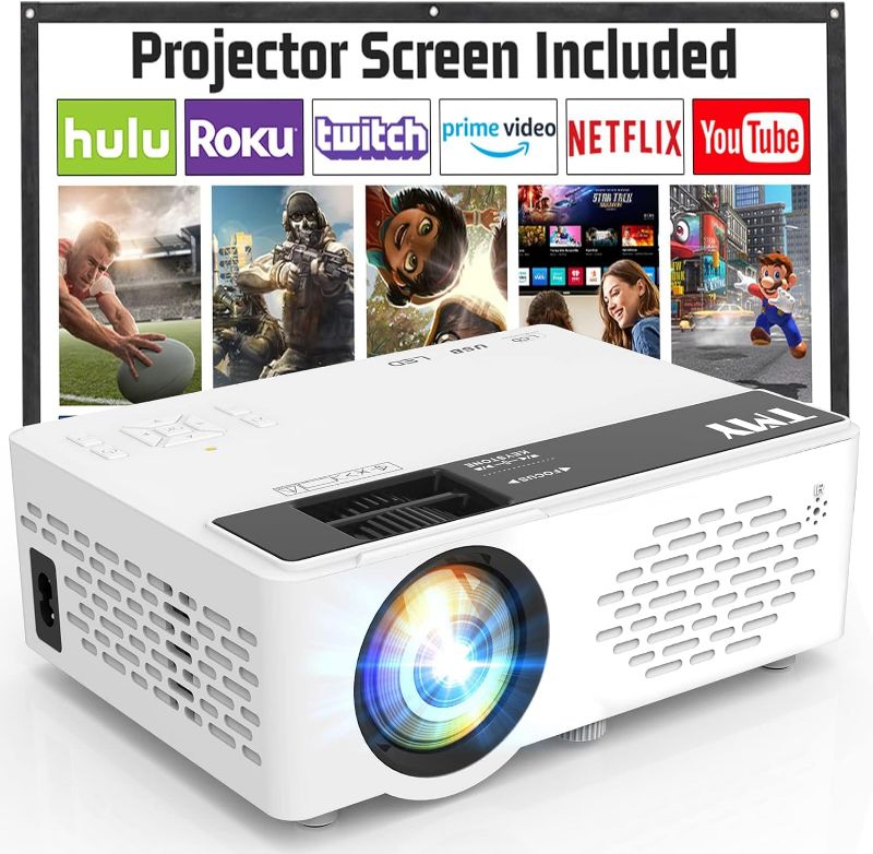 Photo 1 of "NEW" 
TMY Mini Projector, Upgraded Bluetooth Projector with Screen, 1080P Full HD Portable Projector, Movie Projector Compatible with TV Stick Smartphone/HDMI/USB, indoor & outdoor use