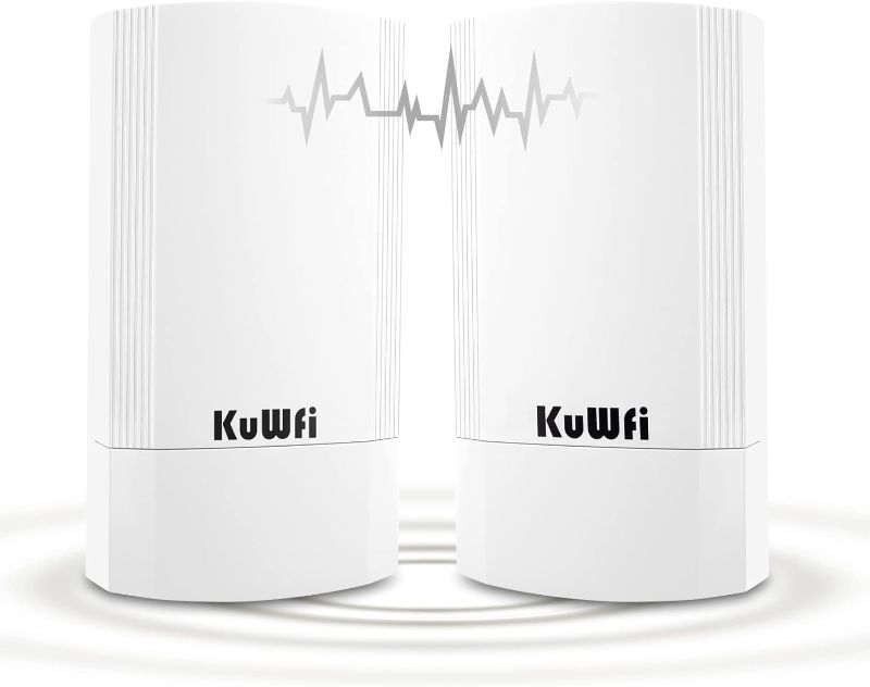 Photo 1 of ****USED** KuWFi 2-Pack Wireless Ethernet Bridge, Long Range WiFi Access Point 5.8G Outdoor AP CPE Kit IP65 Waterproof WiFi Bridge Point to Point Support PTP/PTMP(Pre-Program)