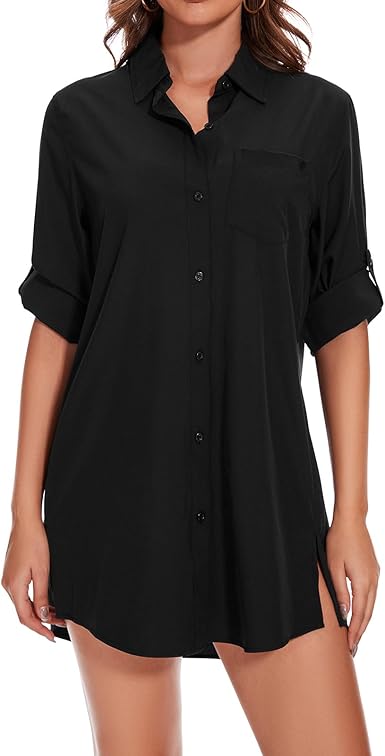 Photo 1 of ****USED** Black Bathing Suit Cover Up for Women Swimsuit Coverup Button Down Shirt M/L
***Stock photo similar to the actual photo***