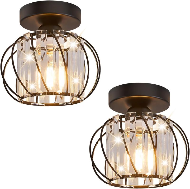 Photo 1 of "SIMILAR ITEM"
Semi Flush Mount Ceiling Light Pack of 2, 7.5 inch Black Metal Cage Crystal Hallway Ceiling Lamps, Farmhouse Ceiling Light Fixture, Industrial Crystal Chandelier for Bathroom Livingroom.