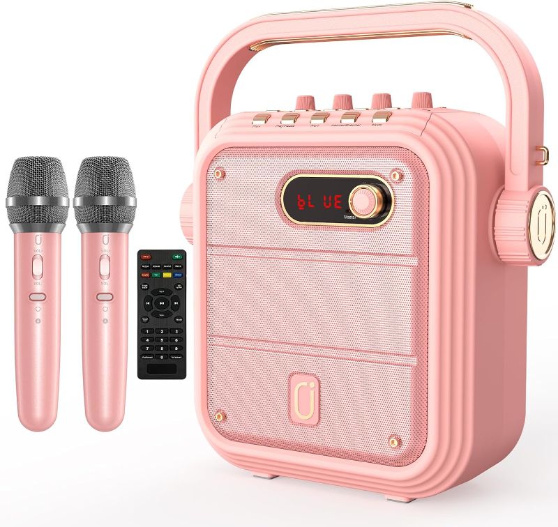 Photo 1 of ***Parts only no returns*** JYX Karaoke Machine with 2 Wireless Mics,Pink Karaoke Speaker with Treble/Bass Adjustment,Bluetooth Speaker PA System with Vocal Cut,8 Sound Effects,Support TWS/REC/BT/USB/SD/AUX for Party,Livestream
