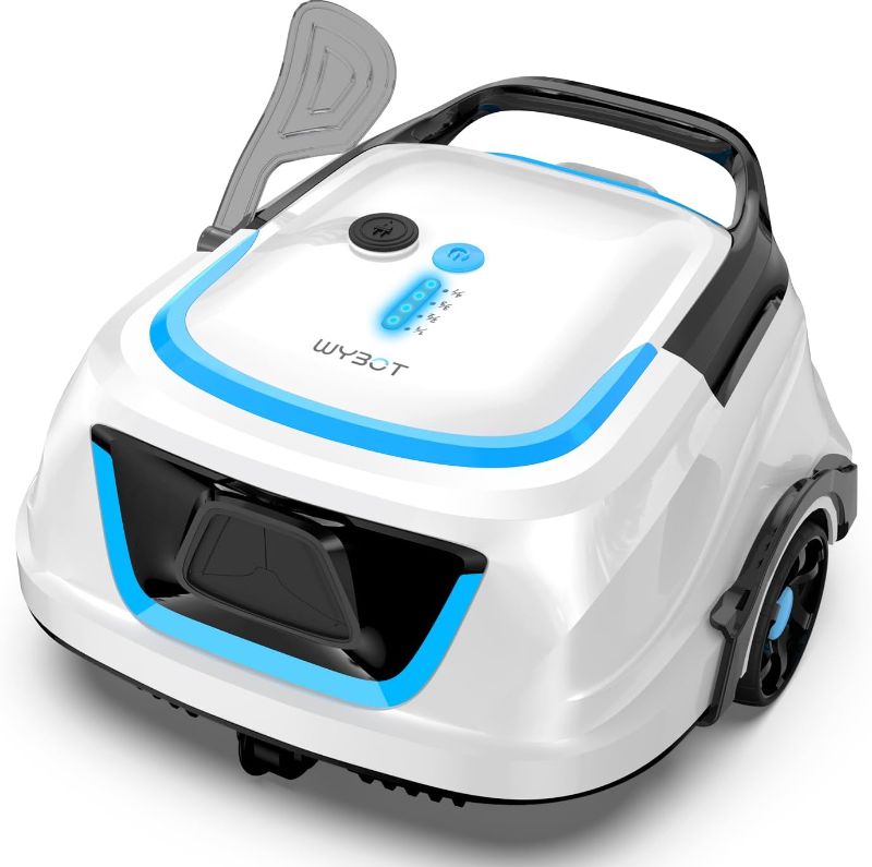 Photo 1 of (2024 New) WYBOT A1 Cordless Pool Vacuum, Robotic Automatic Pool Cleaner with 120 Mins, Double Filters, LED Indicator, Fast Charging, Ideal for above Ground Flat Pools - BlueWhite