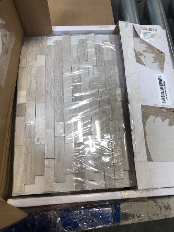 Photo 2 of ****USED** SUNWINGS Peel and Stick Mosaic Natural 3D Stone Self Adhesive Tiles, 12" x 11" 5-Sheet Stick on Backsplash for Kitchen Bathroom Fireplace Vanity, Mixed Gray Mixed Gray 11.54*10.75*0.31inch(5 sheets)