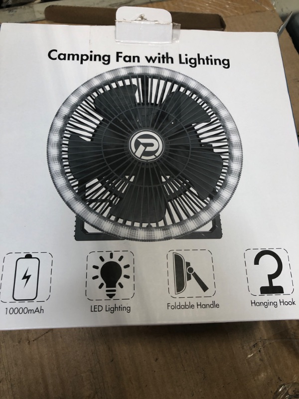 Photo 3 of ***FAN DAMAGED//LIGHT ONLY*** 
COMLIFE 10000mAh 8-Inch Rechargeable Battery Powered Portable Camping Fan with LED Lantern for Tent 8‘’ Black