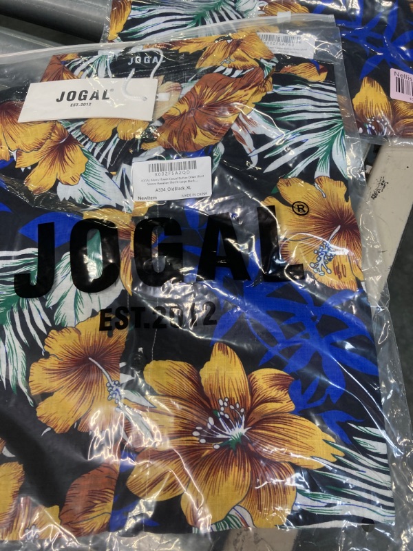 Photo 2 of ***SIMILAR***JOGAL Men's Flower Casual Short Sleeve Aloha Hawaiian Shirt X-Large Black Gold