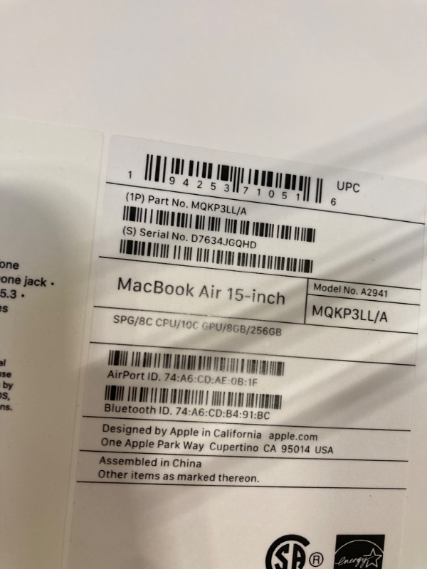 Photo 5 of ***FACTORY SEAL ONLY OPEN FOR VERIFICATION**
Apple 2023 MacBook Air Laptop with M2 chip: 15.3-inch Liquid Retina Display, 8GB Unified Memory, 256GB SSD Storage, 1080p FaceTime HD Camera, Touch ID. Works with iPhone/iPad; Space Gray 8GB RAM 256GB Space Gra