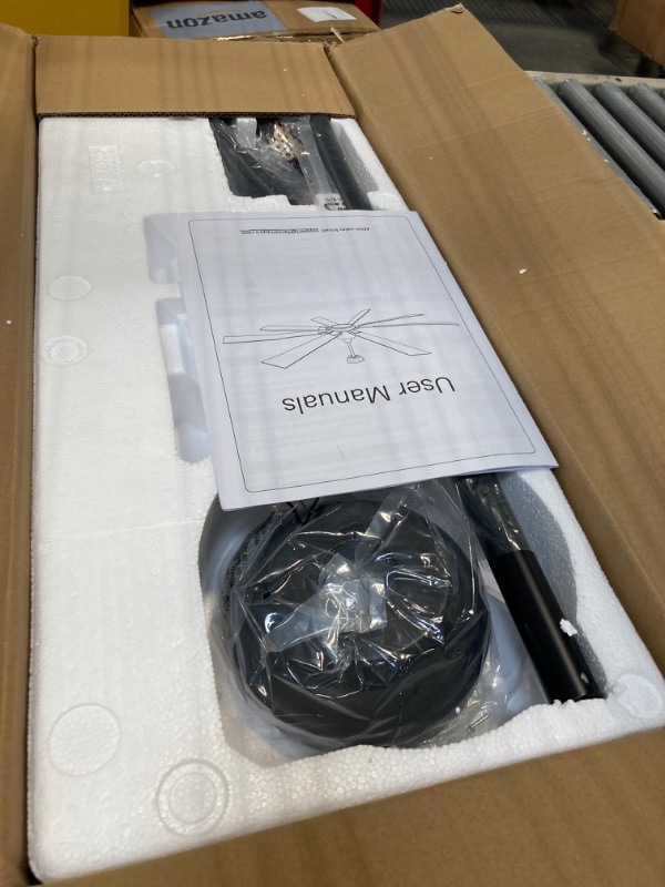 Photo 1 of 72 inch Large Ceiling Fans with Lights and Remote, Indoor/Outdoor Black Modern Ceiling Fan for Kitchen Living Room Patio, 6 Speed Reversible Quiet DC Motor, 3 CCT, Dual Finish 8 Blades Black & Walnut