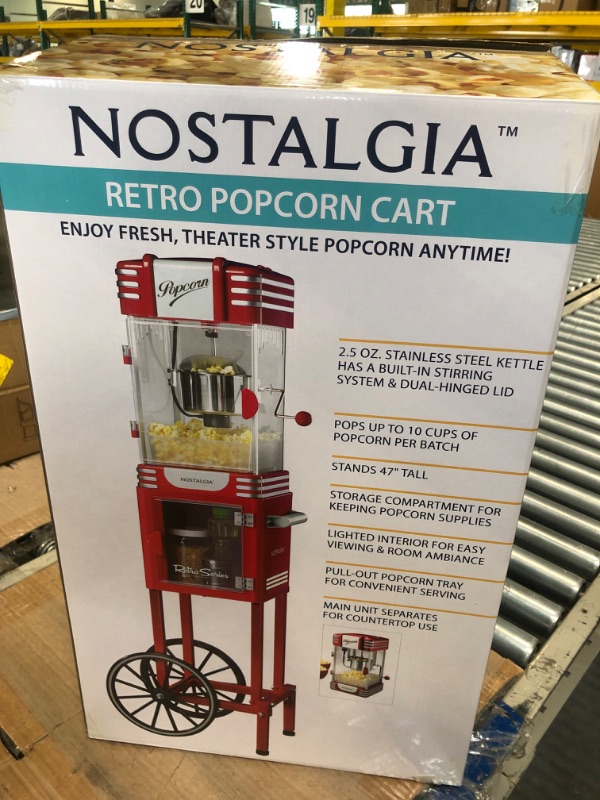 Photo 2 of ****USED***MISSING SCREWS*** NRKPCRT25RR 47 in. Retro Red Popcorn Machine Cart 2.5 Oz. Kettle
