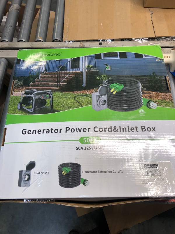 Photo 2 of 50 Amp Generator Cord 50FT and Power Inlet Box, Pre-Drilled 50 Amp Generator Inlet Box with Cord, NEMA 14-50P to SS2-50R Generator Cord Waterproof Combo Kit, ETL Listed 50FT (Pre-Drilled)