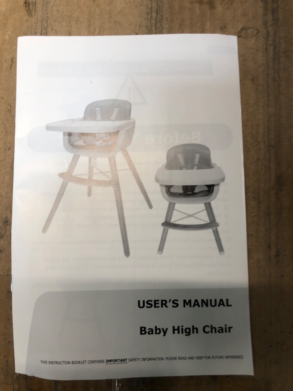 Photo 3 of ***STOCK PHOTO SIMILAR ITEM*** Convertible Baby High Chair, 3 in 1 Wooden Highchair/Booster/Chair with Removable Tray, Adjustable Legs, 5-Point Harness, PU Cushion and Footrest for Baby, Infants, Toddlers (Gray)