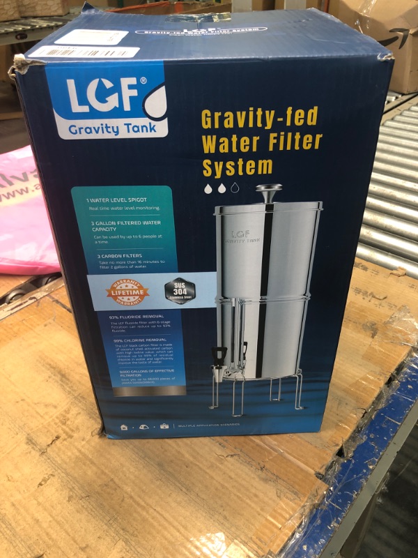 Photo 2 of LCF Gravity-fed Water Filter System, 3 Gallons Stainless-Steel System with 6 Filters, Metal Water Level Spigot and Stand, Reduces Chlorine & Fluoride, LCF Gravity Tank series(LCF-GT- Professional)