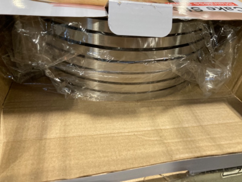 Photo 1 of 2 Pack Cake Slicer, Stainless Steel Cake Cutter Leveler 7-Layer 6-8 inch / 9-12 inch Adjustable Cake Ring Molds for Baking, Cutting and Slicing Cakes - Silver