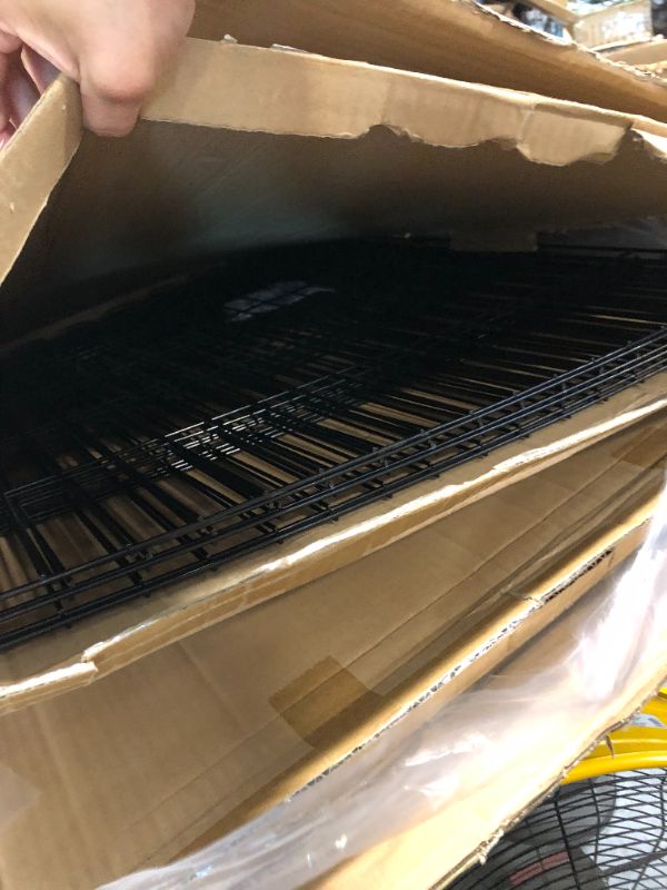 Photo 1 of 12 Pcs Puppy Pet Playpen Dog Pen Portable Yard Fence 12 Panel Metal Portable Folding Animal Exercise Dog Fence Playpens Cage for Indoor Outdoor Large Medium Dog Black 28.7 x 34.7 Inch