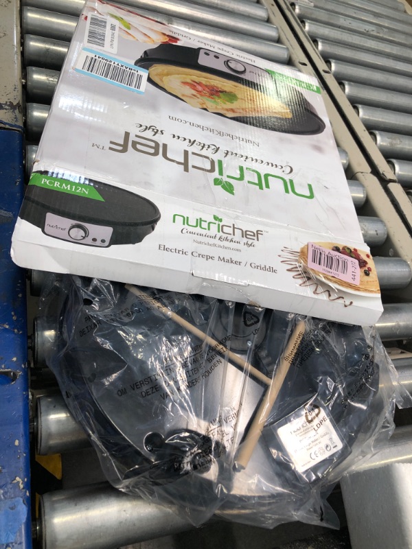 Photo 2 of *****USED***FOR PARTS ONLY***SOLD AS IS NO RETURNS***ALL SALES ARE FINAL*** Nutrichef Electric Crepe Maker Pan & Griddle - 12 Inch Nonstick Cooktop, LED Indicators & Adjustable Temperature Control, Includes Spatula, Batter Spreader, Cooks Crepes, Roti & P