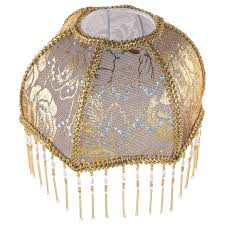 Photo 1 of 
FOMIYES Vintage Lamp Shade, Cloth Lampshade European Style Cloth Lace Lampshade with Beads, Scalloped 