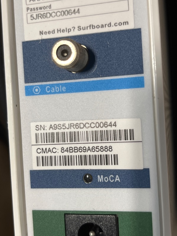 Photo 1 of ARRIS Surfboard (24x8) DOCSIS 3.0 Cable Modem Plus AC1750 Dual Band Wi-Fi Router and Xfinity Telephone, 1 Gbps Max Speed, Certified for Comcast Xfinity Only (SVG2482AC) (Renewed) Max Download Speed: 1 Gbps 24X8 Cable Modem / Telephone / AC1750 Router