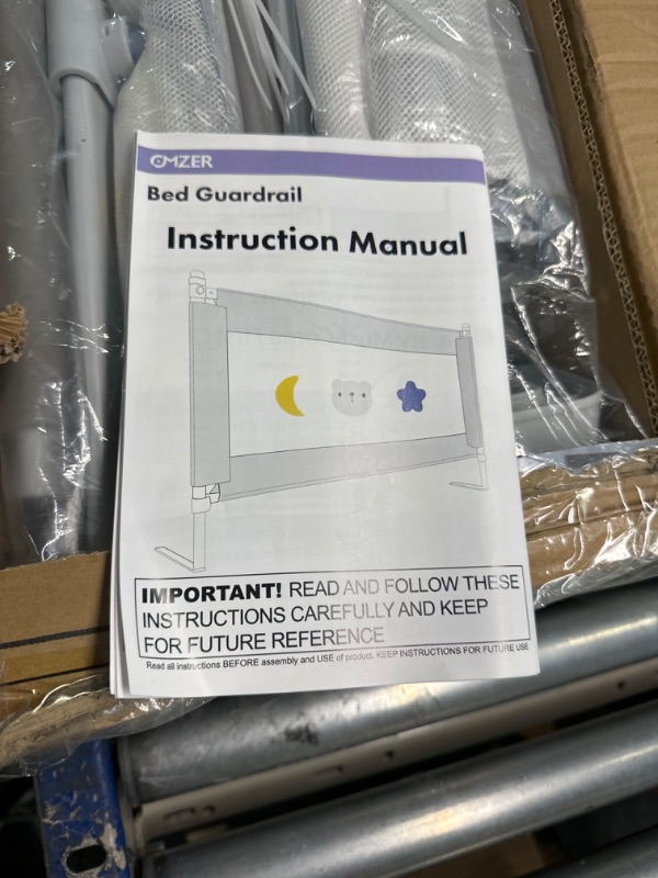 Photo 4 of ****USED** Bed Rail for Toddlers - (3 Pack) Toddler Bed Rails with Double Child Lock, Bed Rail for Baby Kids with Pattern, Infants Height Adjustment Guardrail for King Size Bed - 3 Pack, 78.7x78.7x74.8” 3 Sides for King Size(78.74x78.74x74.8 Inch, Grey)