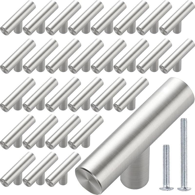 Photo 1 of  Pack 2 in Brushed Nickel Cabinet Knobs Sliver Cabinet Pulls Stainless Steel Kitchen Cabinet Handles and Pulls for Kitchen Cabinets Dresser Drawers, Silver