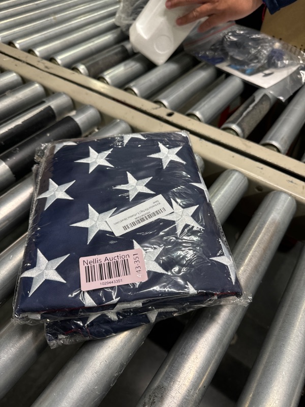 Photo 1 of % Made In USA American Flag 3x5 FT For Outside Spun Polyester, Heavy Duty, Luxury Embroidered Star with Brightly Colored Brass Grommets Premium US Flag (3x5Ft) set of 2 
