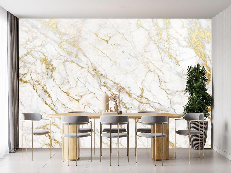 Photo 1 of ****USED** Golden marble wall mural wallpaper for bedroom?It's not peel and stick