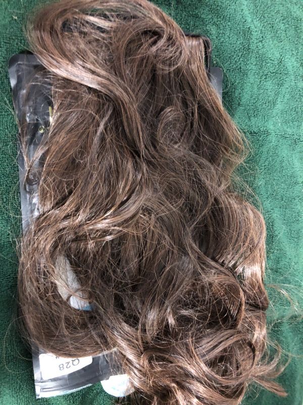 Photo 3 of ***USED***ALL SALES ARE FINAL NO RETURNS**** Sofeiyan Curly Ponytail Extension 15 Inch Heat Resistant Synthetic Natural Wavy Hairpiece Wrap Around Pony Tail Hair Extensions for White Black Women Hair Piece, Darkest Brown/Light Auburn Mix