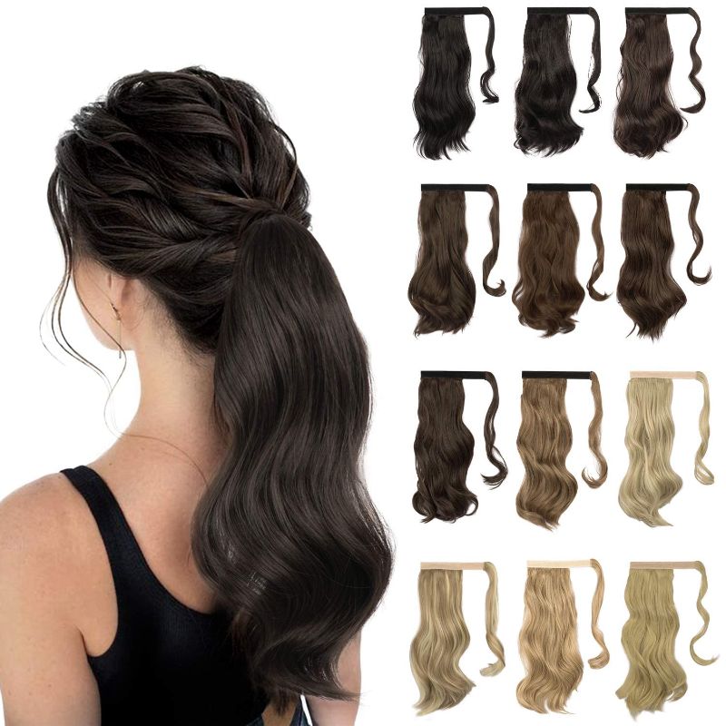 Photo 1 of ***USED***ALL SALES ARE FINAL NO RETURNS**** Sofeiyan Curly Ponytail Extension 15 Inch Heat Resistant Synthetic Natural Wavy Hairpiece Wrap Around Pony Tail Hair Extensions for White Black Women Hair Piece, Darkest Brown/Light Auburn Mix