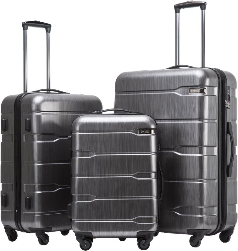 Photo 1 of *** USED***three luggage inside ****DONT KNOW CODE FOR LUGGAGES THEY ARE NOT LOCKED*Coolife Luggage Expandable 3 Piece Sets PC+ABS Spinner Suitcase 20 inch 24 inch 28 inch (Charcoal., 3 piece set)
