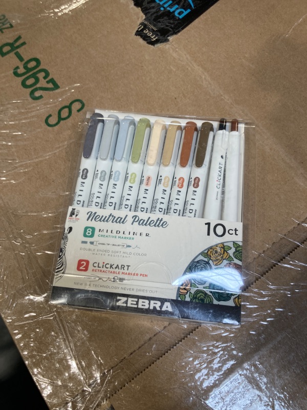 Photo 2 of Zebra Pen Neutral Palette Set, Includes 8 Mildliner Highlighters and 2 ClickArt Markers, No Bleed Bible Assorted Neutral Vintage Ink Colors, 10-Pack, Model Number: 78601 Neutral Vintage 10