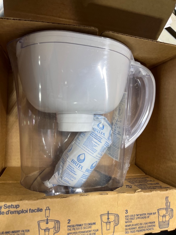 Photo 3 of ***USED*** Brita Large Water Filter Pitcher, BPA-Free Water Pitcher, Replaces 1,800 Plastic Water Bottles a Year, Lasts Two Months or 40 Gallons, Includes 1 Filter, 10-Cup Capacity, Bright White