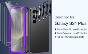 Photo 1 of 4boxes**Milomdoi 4 Pack Screen Protector for Samsung Galaxy S24 Plus 6.6 Inch with 4 Pack Tempered Glass Camera Lens Protector, Ultra 911