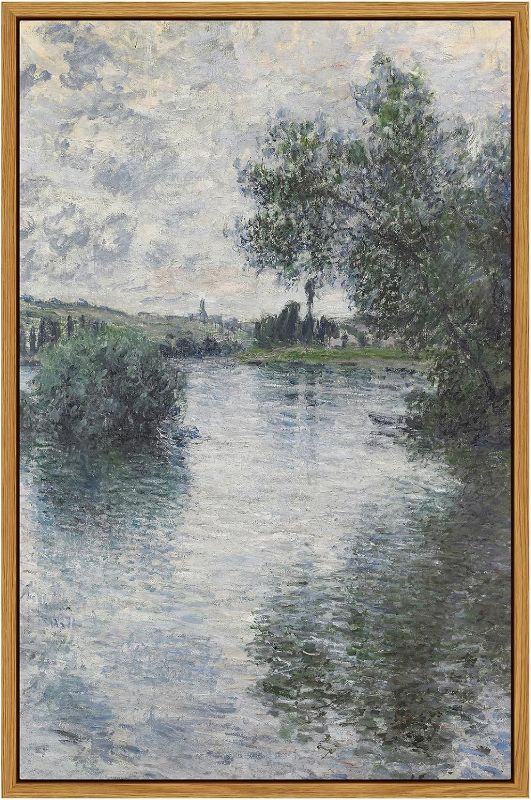 Photo 1 of ARPEOTCY Vintage Framed Canvas Wall Decor, 16x24 Inch, Vintage Monet River Landscape Art Prints for Wall Decor, Hanging Wall Art for Bedroom, Living Room, Bathroom, Kithchen, Office