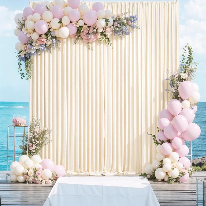 Photo 1 of 10ft x 10ft Champagne Backdrop Curtain for Baby Shower Wrinkle Free Backdrop Drapes Panels for Parties Wedding Bridal Shower Birthday Photo Photography Polyester Fabric Background Decoration
