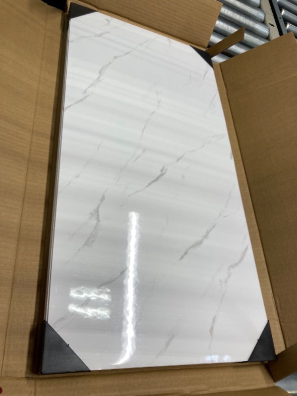 Photo 4 of ***damage to one of its pieces*** Haimin Wall Panels Peel and Stick 10 Pieces 23.6x11.8in (19.4 Sq. Ft. Coverage) Backsplash Marble Look Tile, Ideal for: Kitchen Bathrooms Living Rooms Bedrooms (White-LYB)