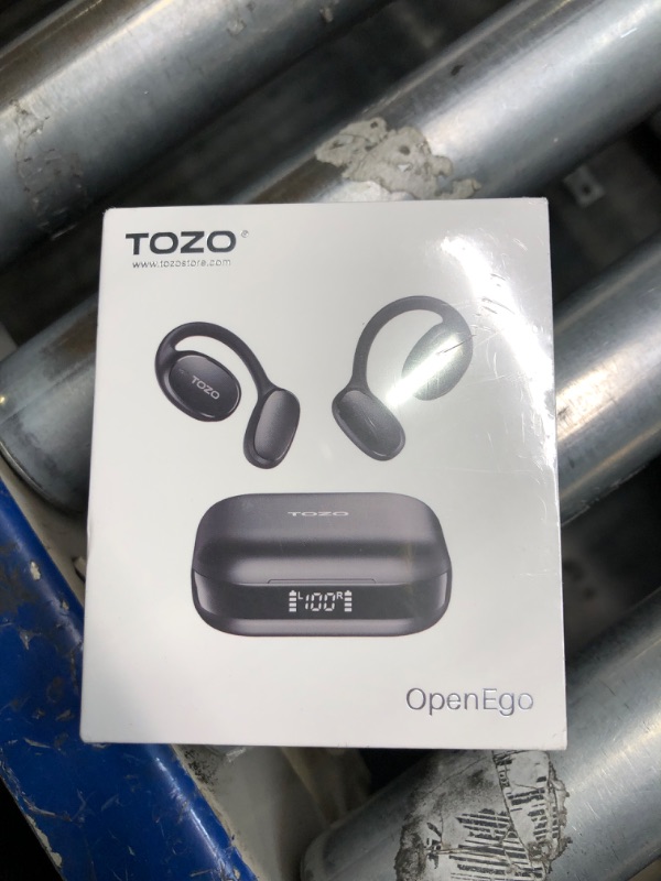 Photo 2 of ***NEW PRODUCT, OPENED FOR INSPECTION*** TOZO OpenEgo True Wireless Open Ear Headphone,5.3 Bluetooth Sport Earbuds with Earhooks for Long Time Playback with Digital Display, Dual Mic Clear Call Sweat-Proof for Running Workout Black