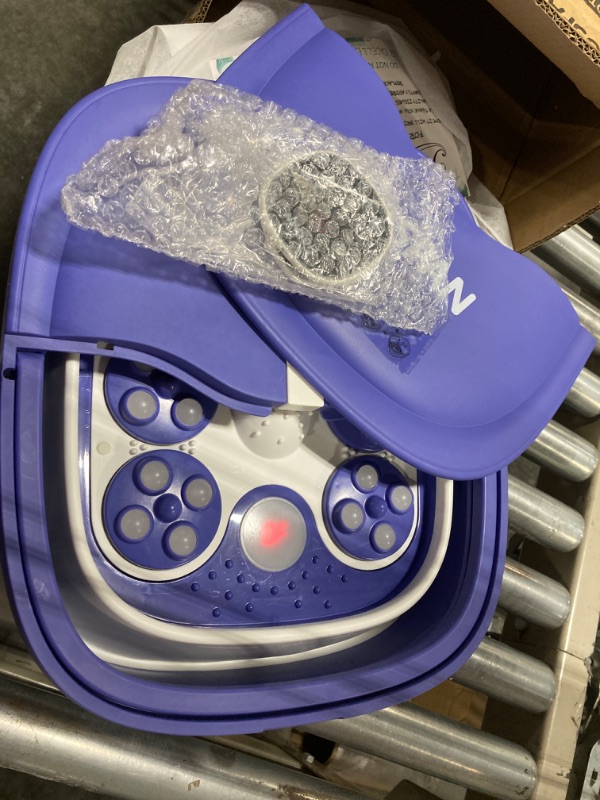 Photo 3 of (2023.8 Upgrade Collapsible Foot Spa Electric Rotary Massage, Foot Bath with Heat, Bubble, Remote, and 24 Motorized Shiatsu Massage Balls. Pedicure Foot Spa for Feet Stress Relief - FS02A Blue