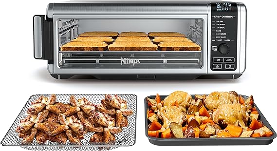 Photo 1 of Ninja SP101 Digital Air Fry Countertop Oven with 8-in-1 Functionality, Flip Up & Away Capability for Storage Space, with Air Fry Basket, Wire Rack & Crumb Tray, Silver