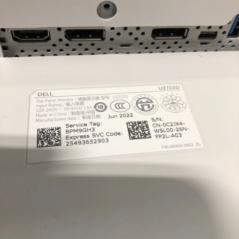 Photo 1 of ***Used item-- Clean before use
Damaged IF ANY-- Unknown***Dell UltraSharp U2722D 27" QHD 2560 x 1440 (2K) IPS, HDMI DisplayPort USB-C, VESA Tilt Swivel Pivot Height Adjust LED Backlight Monitor