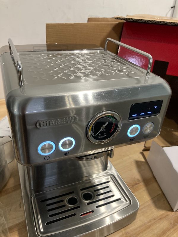 Photo 3 of ****USED*** HiBREW Programmable Espresso Machine, H10A, 20-Bar Extraction Pressure, Brushed Stainless Steel, Adjustable Temperature and Cup Volume, 1.8L Removable Water Tank, Steam Wand for Milk Frother