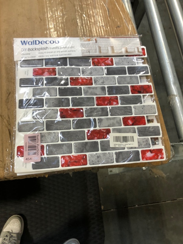 Photo 2 of ***USED** Marble Peel and Stick Backsplash for Kitchen, 10-Sheet Stick on Backsplash for Bathroom, Large Self-Adhesive Kitchen Backsplash, Red Marble Look Decorative Tiles?12"×12"?