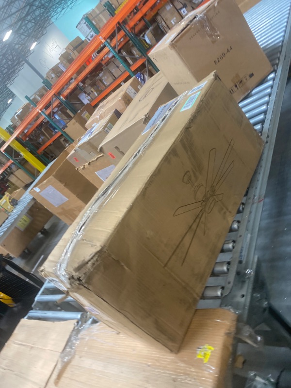 Photo 1 of Kristoff 66" Large Ceiling Fan with Light & Remote Control, ETL Listed, 8 Blade Low Profile Ceiling Fan Light Fixture, for Living Room Dining Room Bedroom Kitchen Garage Indoor (Oak Wood Color)