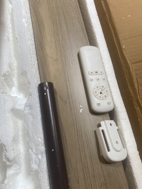 Photo 1 of Kristoff 66" Large Ceiling Fan with Light & Remote Control, ETL Listed, 8 Blade Low Profile Ceiling Fan Light Fixture, for Living Room Dining Room Bedroom Kitchen Garage Indoor (Oak Wood Color)