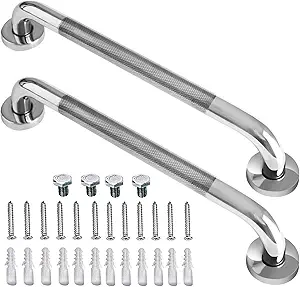 Photo 1 of 
2 Pack 16 Inch Anti Slip Shower Grab Bar Handle, ZUEXT Chrome Stainless Steel Bathroom Grab Bar, Knurled...