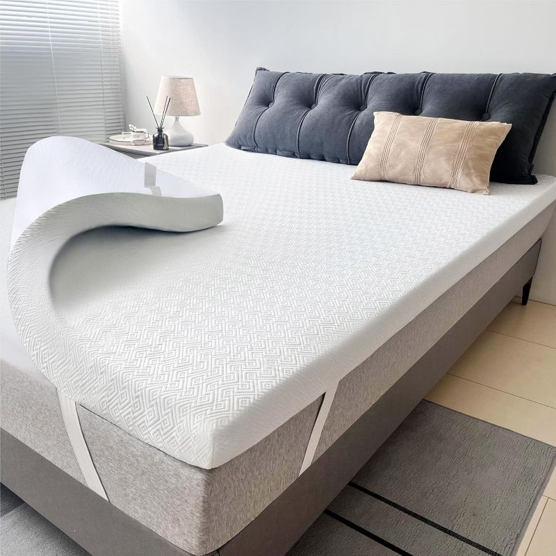 Photo 1 of 2 Inch Memory Foam Mattress Topper,Cooling Gel Infused High Density Queen(60"x80") Topper with Removable Skin-friendly Cover,Bed Topper for Pressure Relief Back Pain, CertiPUR-US Certified