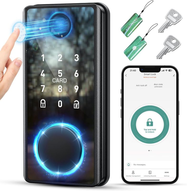 Photo 1 of *** not functional sold for parts*** Keyless Entry Door Lock with Keypad - Fingerprint Door Lock - Smart Locks for Front Door - Electronic Keypad Smart Deadbolt Lock - Biometric Smart Digital Door Lock with Code -Auto Lock 1
