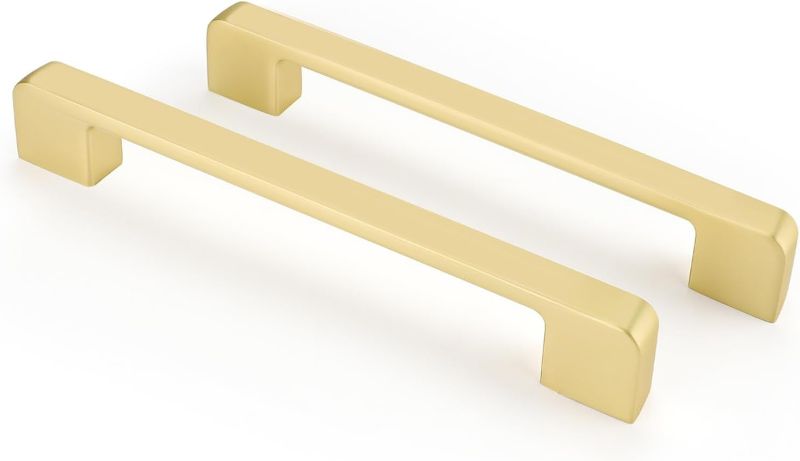 Photo 1 of 10 Pack Gold Cabinet Pulls Brushed Brass Cabinet Pulls - Gold Drawer Handles Modern Dresser Drawer Hardware Zinc Alloy Pulls for Kitchen, Livingroom, Bathroom