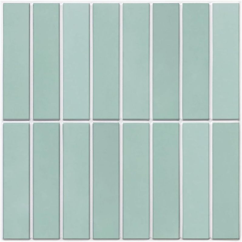 Photo 1 of 10 Pcs Peel and Stick Tile Backsplash-11.8"X11.8" Matte 3D Peel and Stick Wall Tiles Linear Thin ?PVC 3D Stick on Tiles for Kitchen,Bathroom,Renters,Interior Decorative Wall Tiles